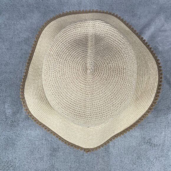 Filu Hats Forest Straw Hat Women's Smal Beige Decorative Pom Pom Trim Hand Made - Picture 6 of 11